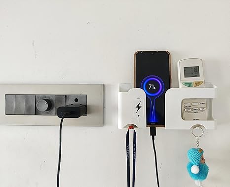 GEOCARTER Wall Mobile Holder  Mobile Charging Stand & Remote Holder for Wall Mount Use